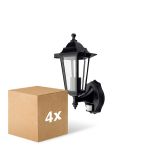 Mehrfachpackung 4x D'Lite Wandleuchte Helora Schwarz | IP44 - Geeignet für 1x E27 - Bewegungssensor